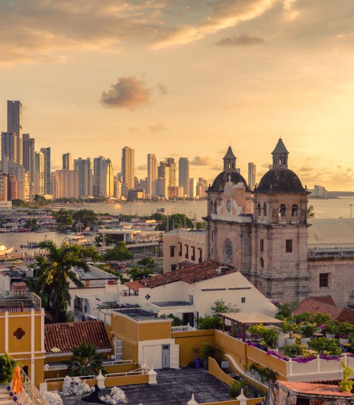 Beautiful sunset over Cartagena, Colombia
